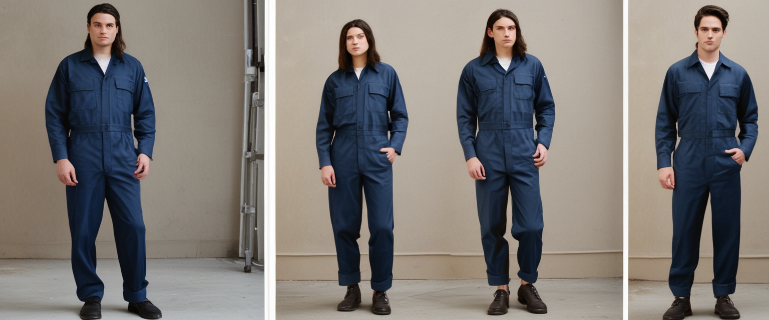 Dark blue denim work overalls