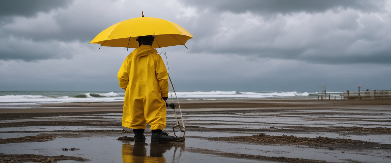 Yellow high-visibility raincoat