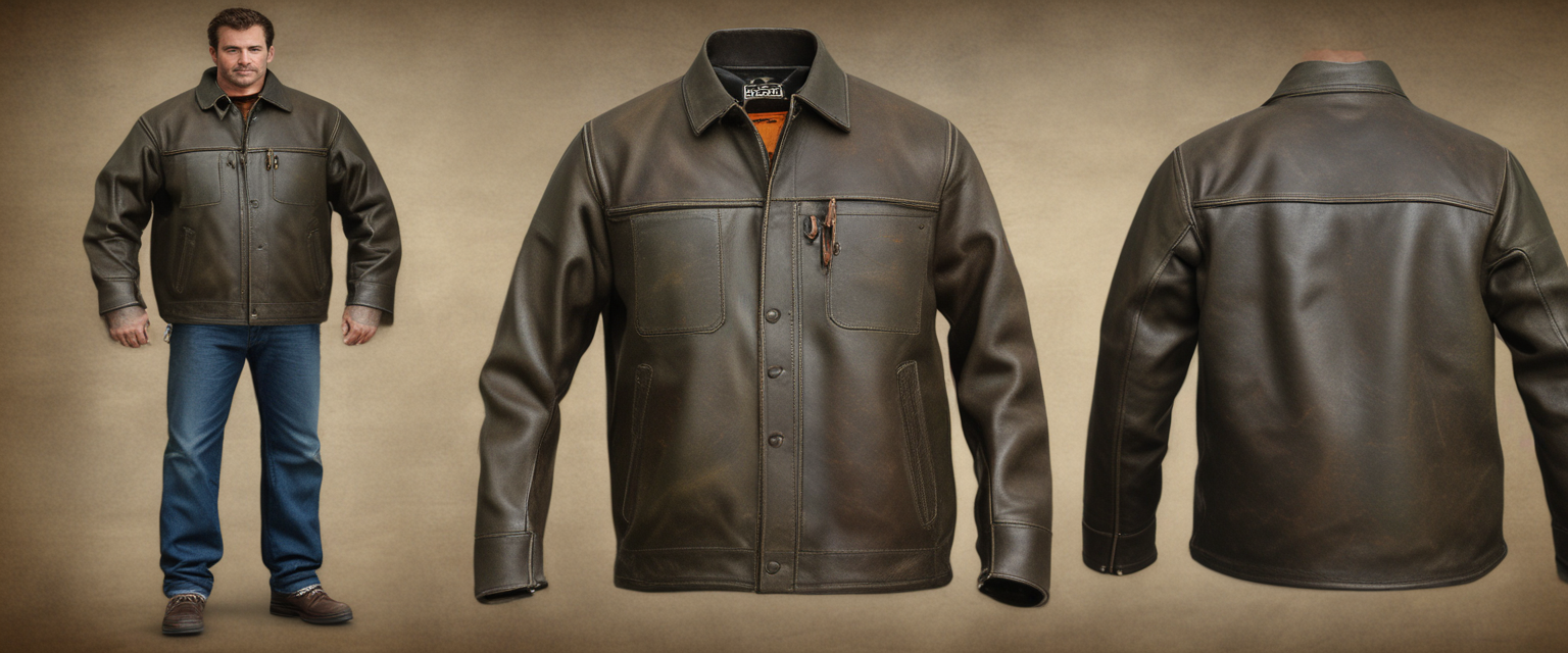 Dark green leather welding jacket